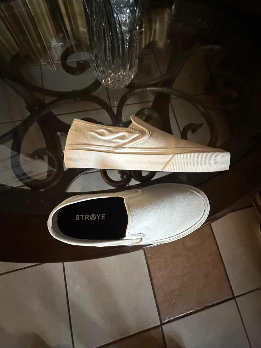 STRØVE Men's Cream Canvas Slip-On Loafers